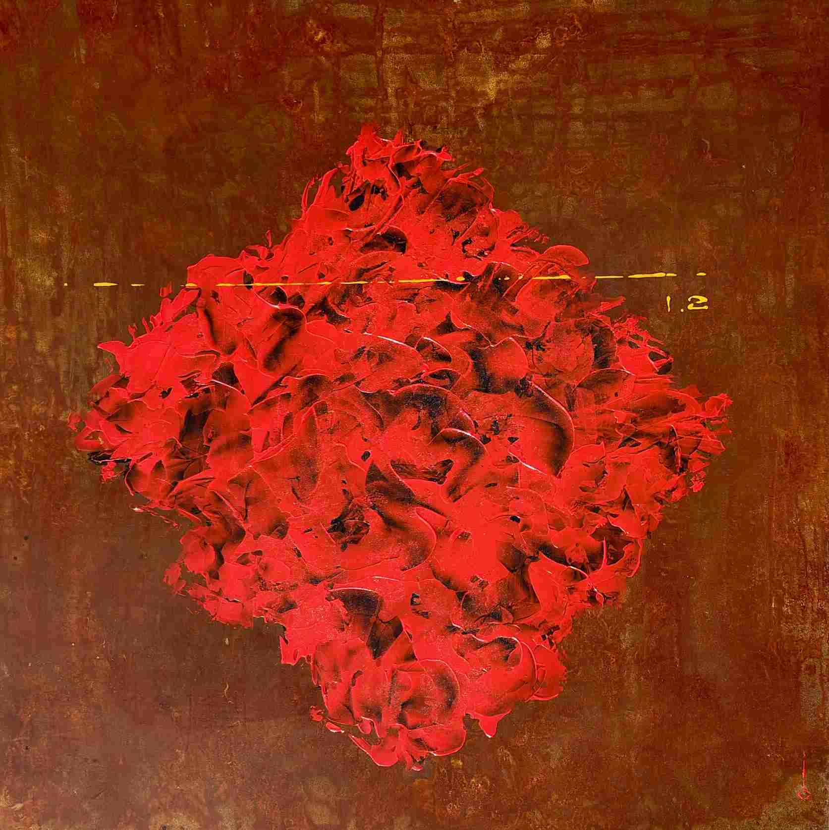 Iceberg 1.2 — rust painting on steel with Canary Islands water, Christophe Monteil, 100×100 cm