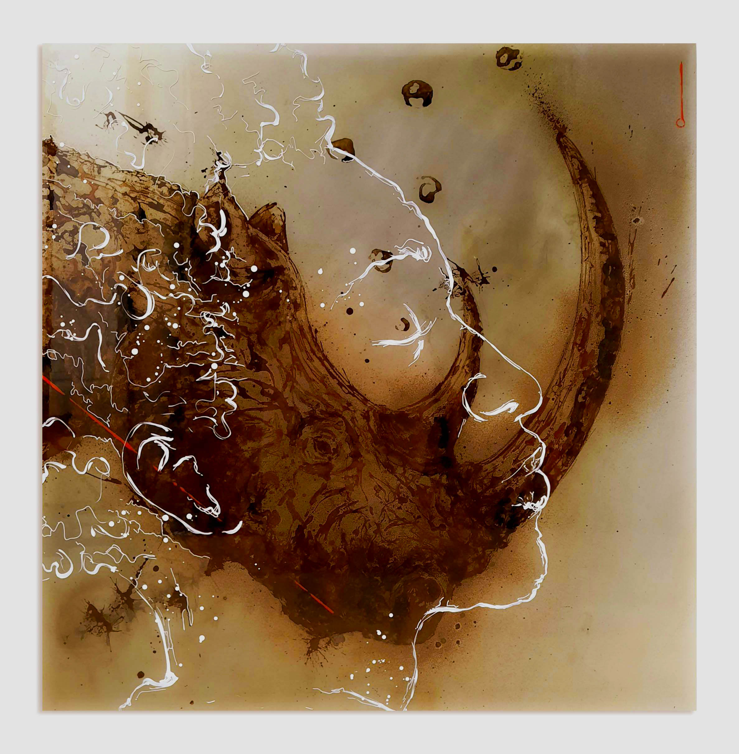 Not Made in China — rust painting on steel, Christophe Monteil, 70×70 cm, 2021
