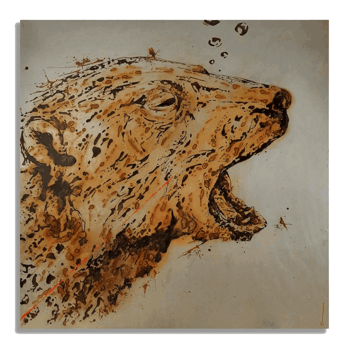 Polarrr — rust painting on steel with Ilulissat icefjord water, Christophe Monteil, 100×100 cm, 2021
